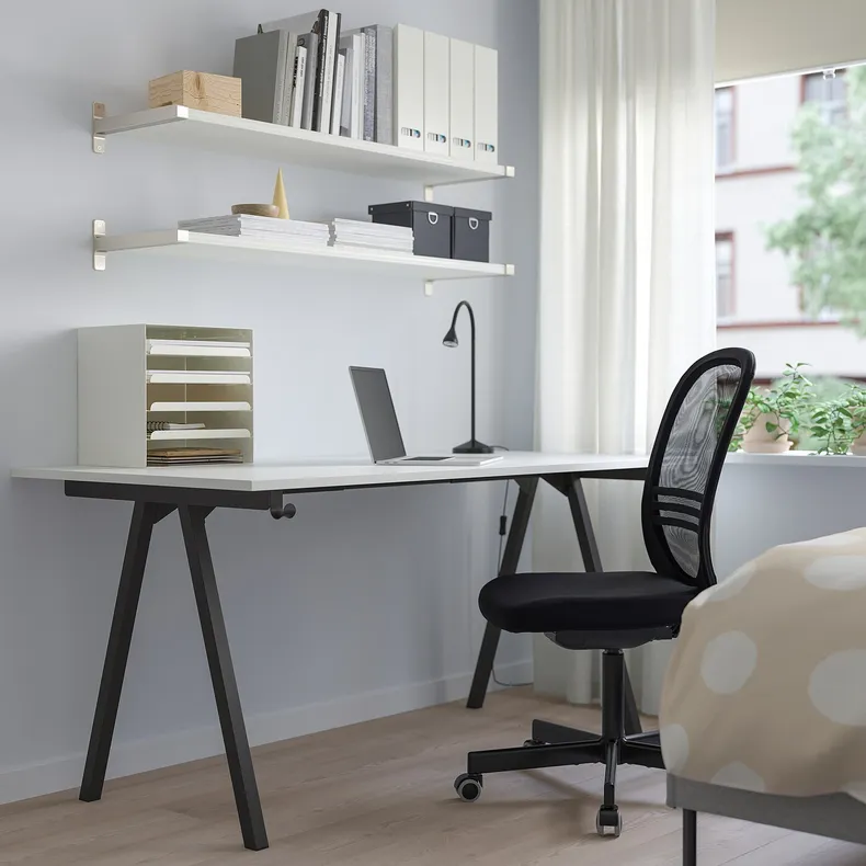 IKEA TROTTEN ТРОТТЕН, письмовий стіл, білий / антрацит, 160x80 см 394.295.62 фото №3