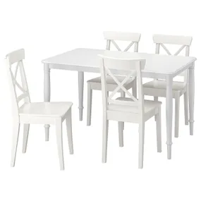 IKEA DANDERYD ДАНДЕРЮД / INGOLF ІНГОЛЬФ, стіл+4 стільці, білий/білий, 130 см 495.442.36 фото