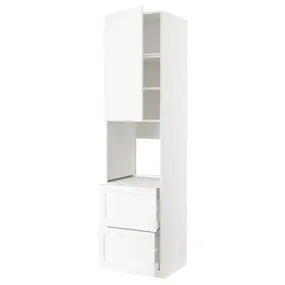IKEA METOD МЕТОД / MAXIMERA МАКСІМЕРА, висока шафа для духовки+дверц / 2шухл, білий Енкопінг / білий імітація дерева, 60x60x240 см 694.735.82 фото