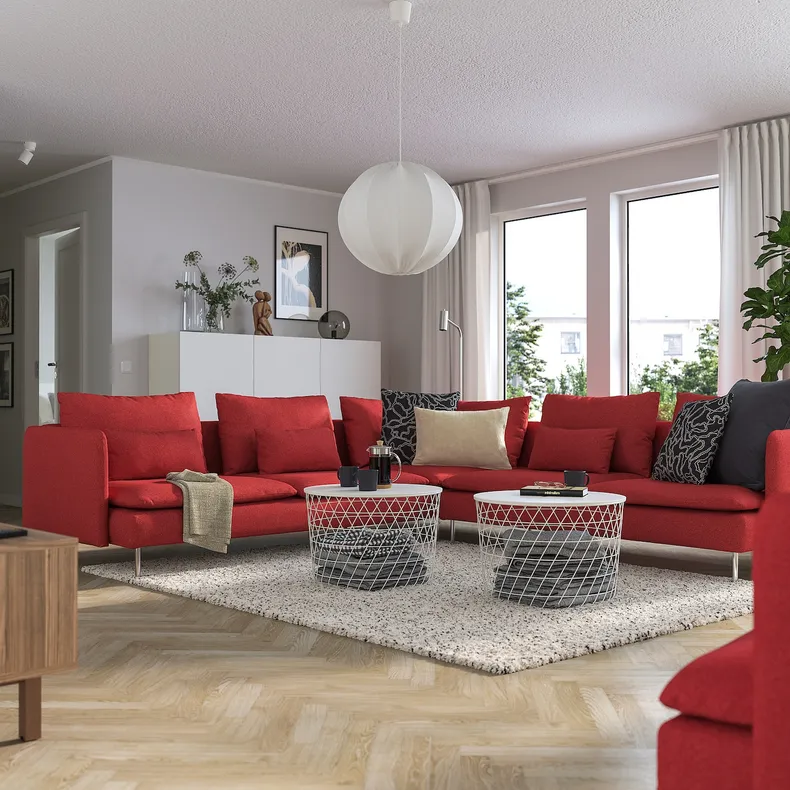 IKEA SÖDERHAMN СОДЕРХЭМН, угловой 6-местный диван, Тонеруд красный 295.144.24 фото №2