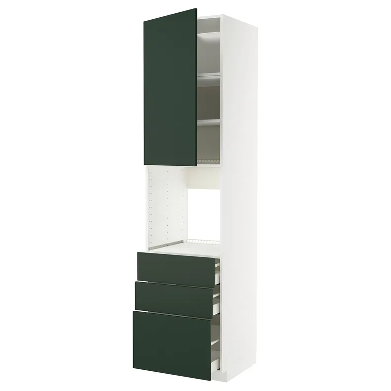IKEA METOD МЕТОД / MAXIMERA МАКСИМЕРА, высокий шкаф д/духовки/дверь/3ящика, белый/Гавсторп темно-зеленый, 60x60x240 см 695.572.99 фото №1