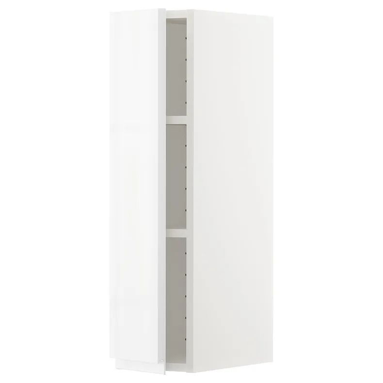 IKEA METOD МЕТОД, навесной шкаф с полками, белый / Воксторп глянцевый / белый, 20x80 см 294.554.10 фото №1