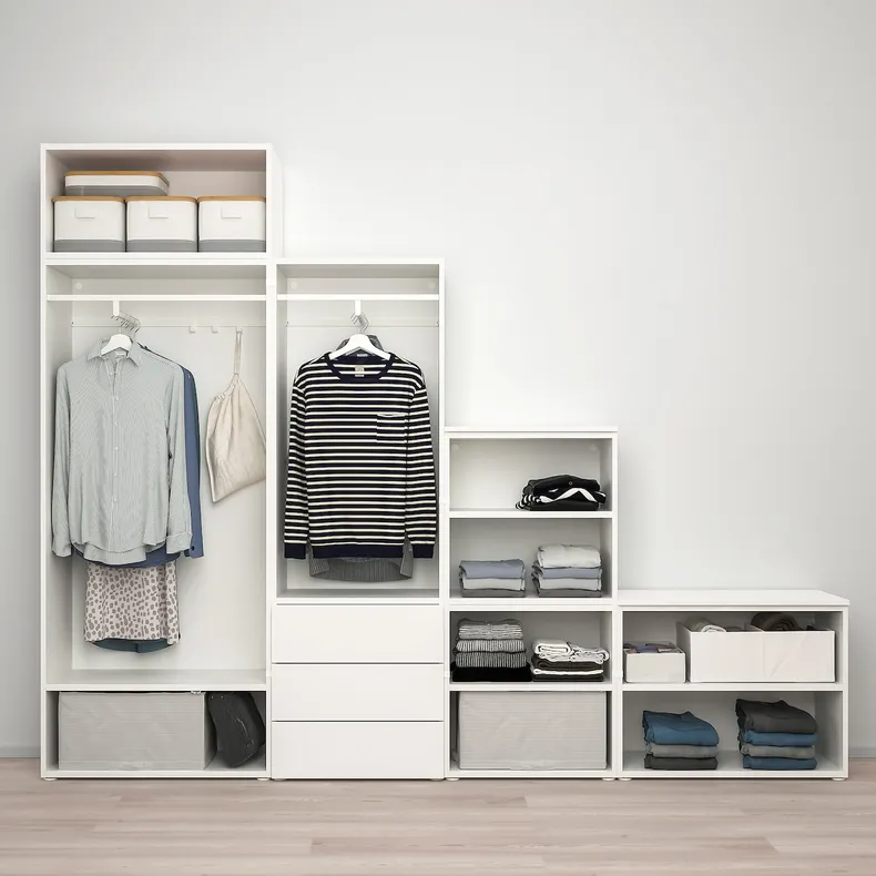 IKEA PLATSA ПЛАТСА, гардероб 5 дверцят+3 шухляди, білий/ФОННЕС білий, 280x42x221 см 594.221.97 фото №3