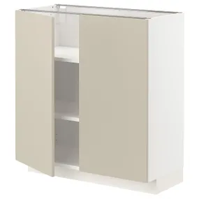 IKEA METOD МЕТОД, напольный шкаф с полками / 2дверцами, белый / гавсторпский бежевый, 80x37 см 794.590.57 фото