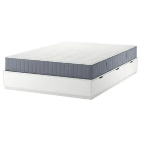 IKEA NORDLI НОРДЛИ, кровать с отд д / хранения и матрасом, белый / Валевог средней жесткости, 140x200 см 495.376.84 фото