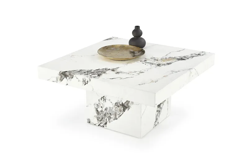 Журнальный столик HALMAR MONOLIT, 80x80 см, белый мрамор фото №1