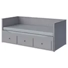 IKEA HEMNES ХЕМНЕС, кушетка, 3 шухляди і 2 матраци, сірий і ОГОТНЕС жорсткий, 80x200 см фото