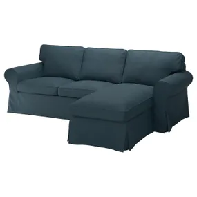 IKEA EKTORP ЕКТОРП, 3-місний диван, з шезлонгом / темно-синій Hillared 094.305.43 фото