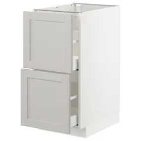 IKEA METOD МЕТОД / MAXIMERA МАКСИМЕРА, напольн шкаф 2фрнт / 2выс ящ, белый / светло-серый, 40x60 см 192.743.25 фото