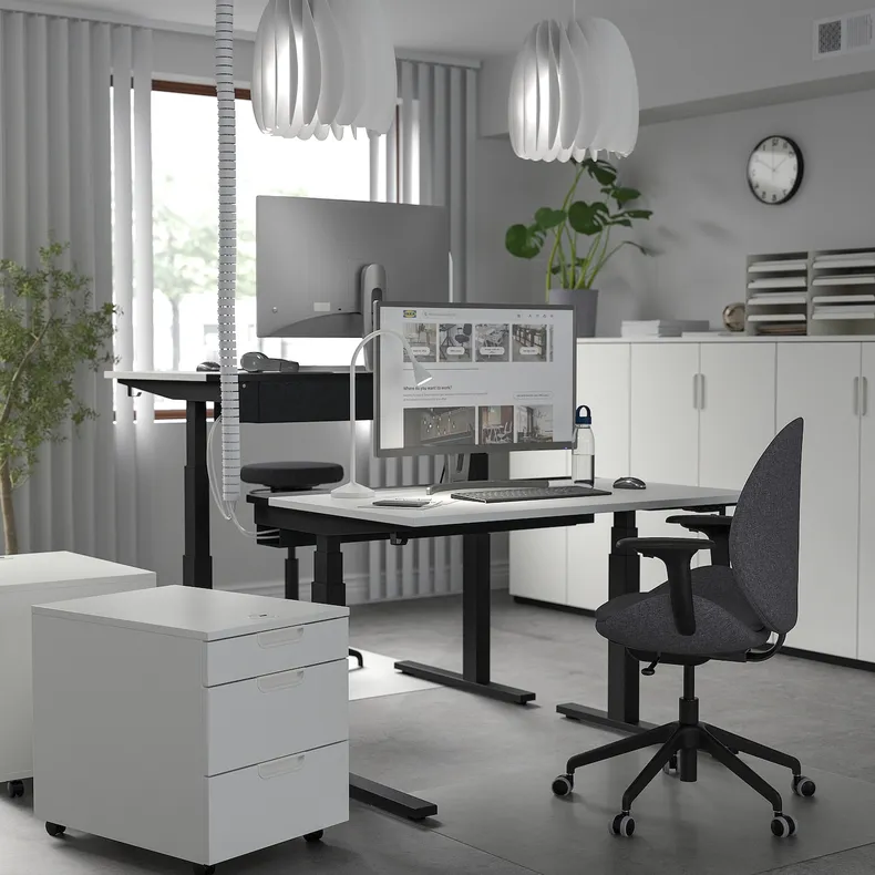 IKEA MITTZON МИТТЗОН, стол / трансф, электрический белый / черный, 120x80 см 595.275.52 фото №3