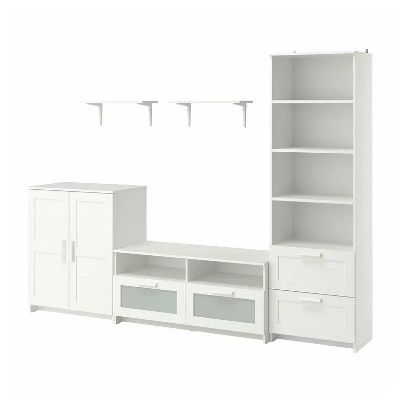 IKEA BRIMNES БРИМНЭС / BURHULT БУРГУЛЬТ, шкаф для ТВ, комбинация, белый, 258x41x190 см 793.986.72 фото №1