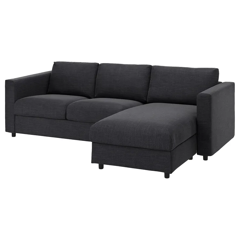 IKEA VIMLE ВИМЛЕ, 3-местный диван-кровать, с шезлонгом/Hillared антрацит 095.369.45 фото №2