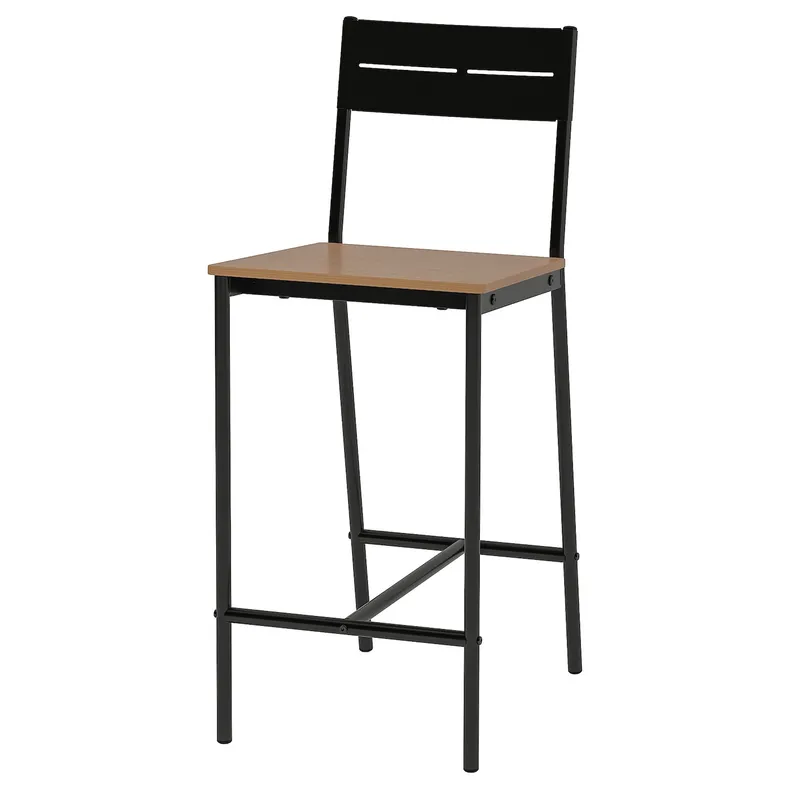IKEA SANDSBERG САНДСБЕРГ, барний стілець, чорна / коричнева пляма, 63 см 905.146.51 фото №1