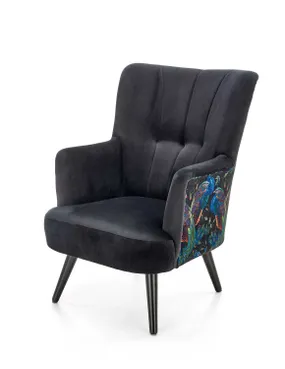 Кресло мягкое HALMAR PAGONI черный (ткань Bluvel #19) фото