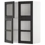 IKEA METOD МЕТОД, настінна шафа, полиці / 4 склян дверц, білий / ЛЕРХЮТТАН чорна морилка, 80x100 см 794.618.47 фото