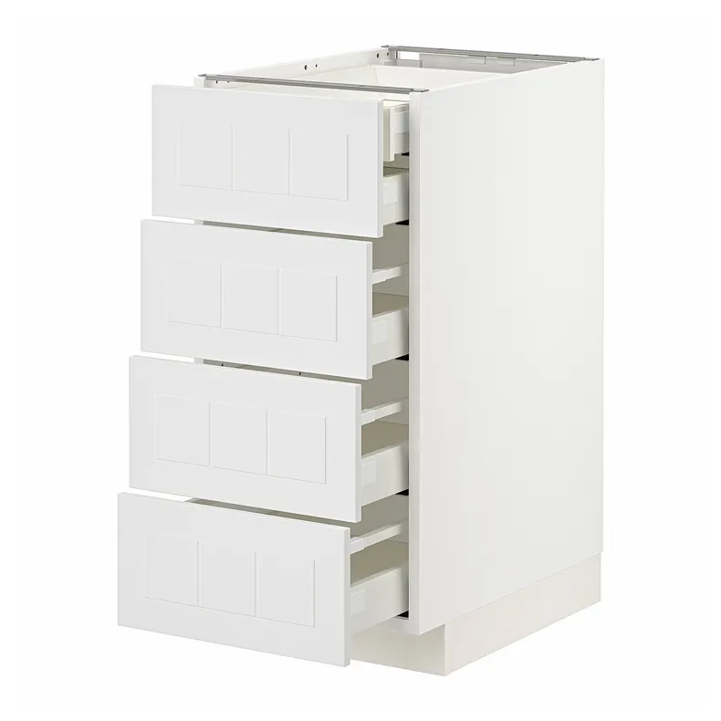 IKEA METOD МЕТОД / MAXIMERA МАКСИМЕРА, напольный шкаф 4фасада / 2нзк / 3срд ящ, белый / Стенсунд белый, 40x60 см 894.094.63 фото №1