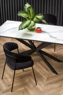 Кухонний стіл розкладний HALMAR DIESEL 160-200x90 см, стільниця - білий мармур / темно-сірий, ніжки - чорні фото thumb №3