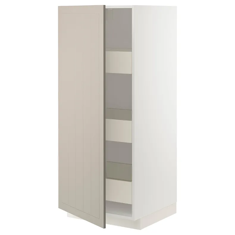 IKEA METOD МЕТОД / MAXIMERA МАКСИМЕРА, высокий шкаф с ящиками, белый / Стенсунд бежевый, 60x60x140 см 094.078.73 фото №1