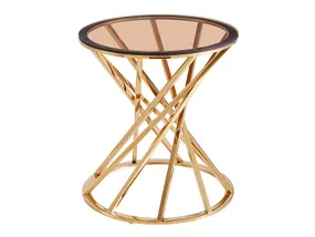 Журнальний столик круглий скляний SIGNAL OTTAVIA B, 50x50 см, бурштин / золотий фото