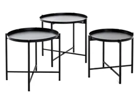 BRW Комплект из трех металлических столов Bryste черного цвета ZESTAW-21512 фото