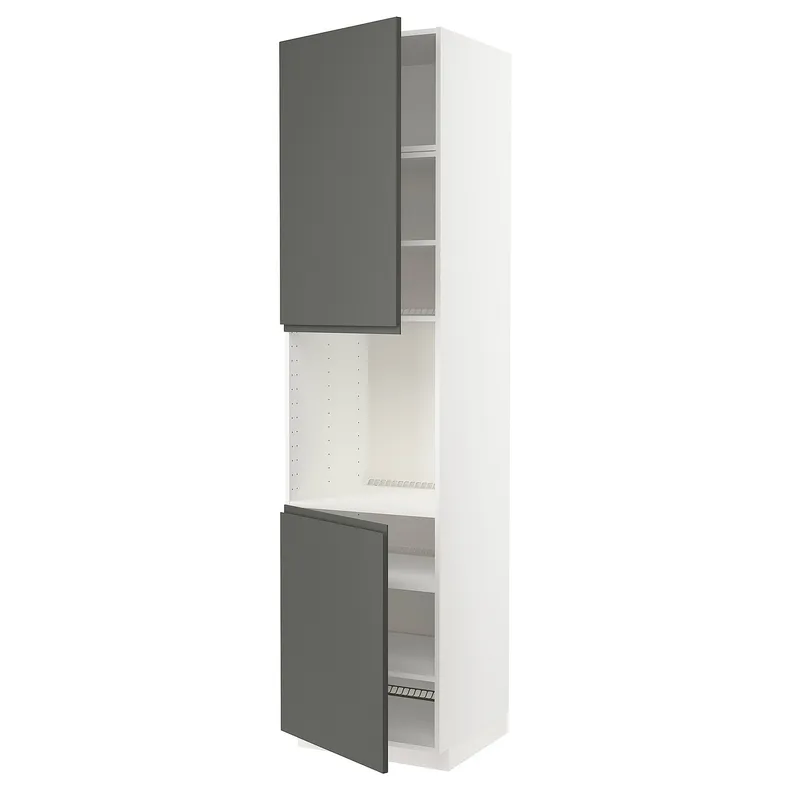 IKEA METOD МЕТОД, висока шафа для дух, 2 дверцят / пол, білий / Voxtorp темно-сірий, 60x60x240 см 194.547.41 фото №1