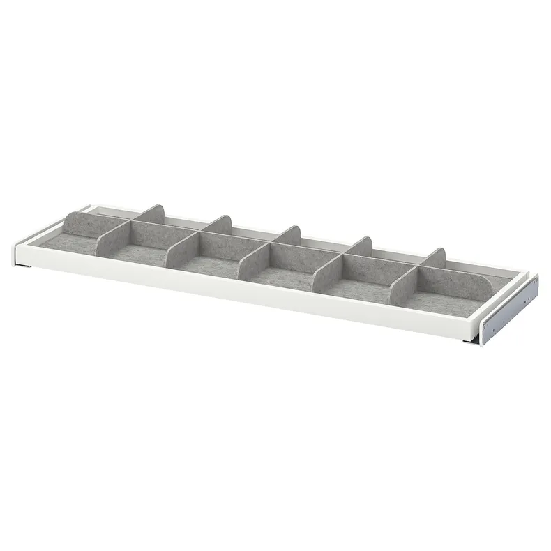 IKEA KOMPLEMENT КОМПЛЕМЕНТ, висувна полиця з роздільником, білий/світло-сірий, 100x35 см 893.320.39 фото №1