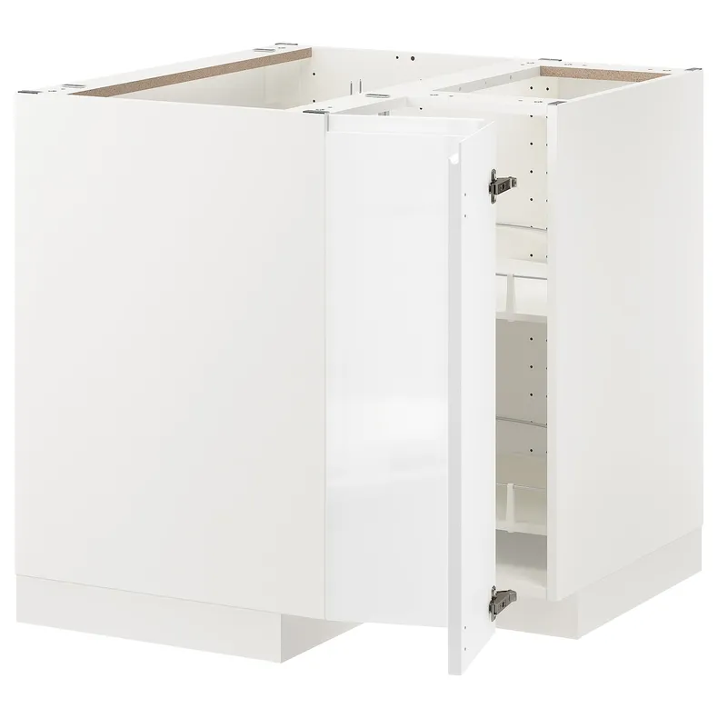 IKEA METOD МЕТОД, кутова підлогова шафа, обертова, білий / ВОКСТОРП глянцевий / білий, 88x88 см 593.560.03 фото №1