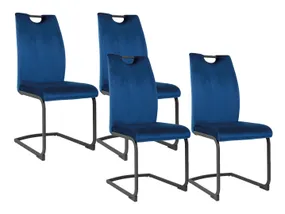 BRW Комплект из 4 стульев Eriz из бархата темно-синего цвета DUBLIN_DARK_BLUE_49 фото
