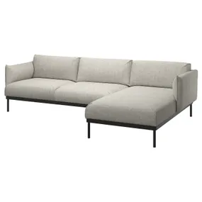 IKEA ÄPPLARYD ЭППЛАРЮД, 3-местный диван с козеткой, Светло-серый 094.180.51 фото