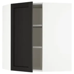 IKEA METOD МЕТОД, угловой навесной шкаф с полками, белый / Лерхиттан с черными пятнами, 68x80 см 592.575.74 фото