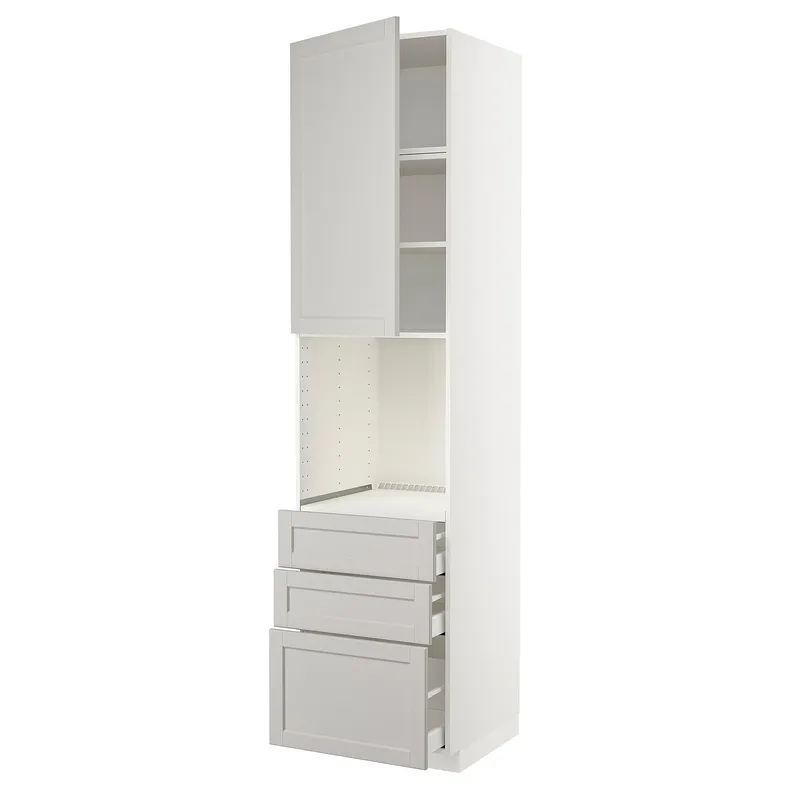 IKEA METOD МЕТОД / MAXIMERA МАКСІМЕРА, висока шафа д / духов з дверц / 3 шухл, білий / світло-сірий Lerhyttan, 60x60x240 см 194.619.30 фото №1