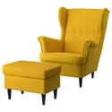IKEA STRANDMON СТРАНДМОН, крісло та підставка для ніг, СКІФТЕБУ жовтий 594.839.06 фото thumb №1