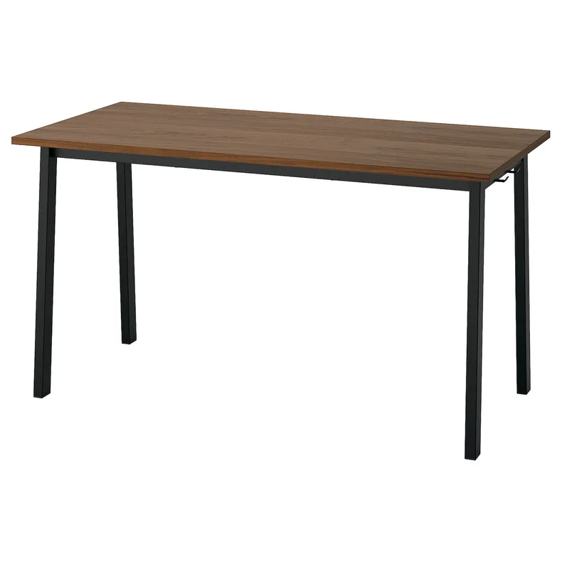IKEA MITTZON МІТТЗОН, стіл для конференцій, Шпон горіха / чорний, 140x68x75 см 195.330.03 фото №1