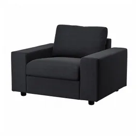 IKEA VIMLE ВІМЛЕ, крісло, з широкими підлокітниками / САКСЕМАРА чорно-синій 394.771.95 фото