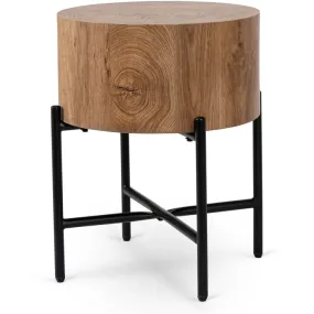 Журнальный столик деревянный круглый MEBEL ELITE CEVES, 40 см, дуб фото
