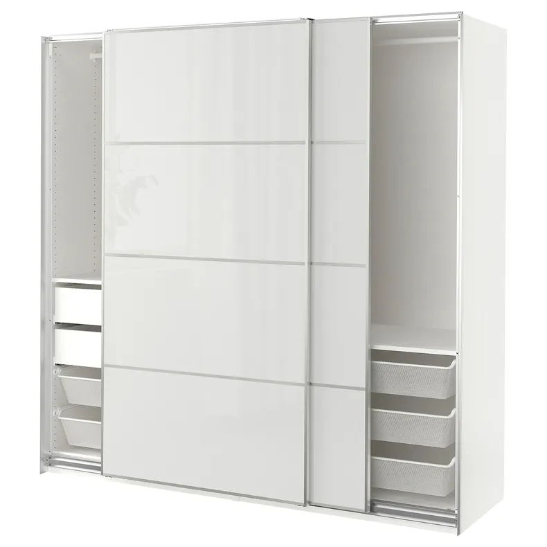 IKEA PAX ПАКС / HOKKSUND ХОККСУНД, гардероб, комбинация, белый / светло-серый, 200x66x201 см 694.332.99 фото №1