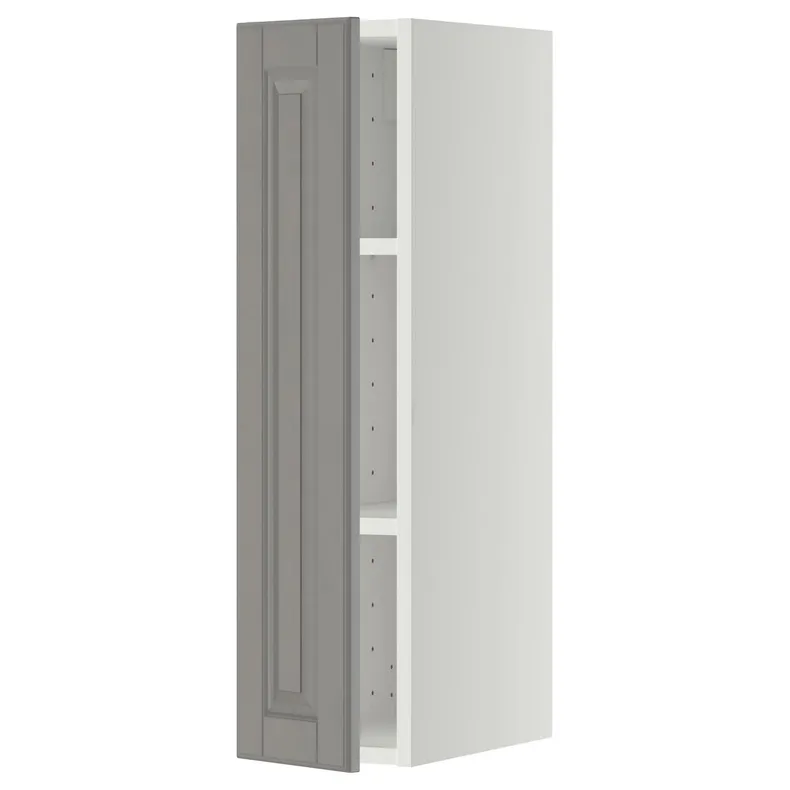 IKEA METOD МЕТОД, навесной шкаф с полками, белый / бодбинский серый, 20x80 см 094.629.11 фото №1