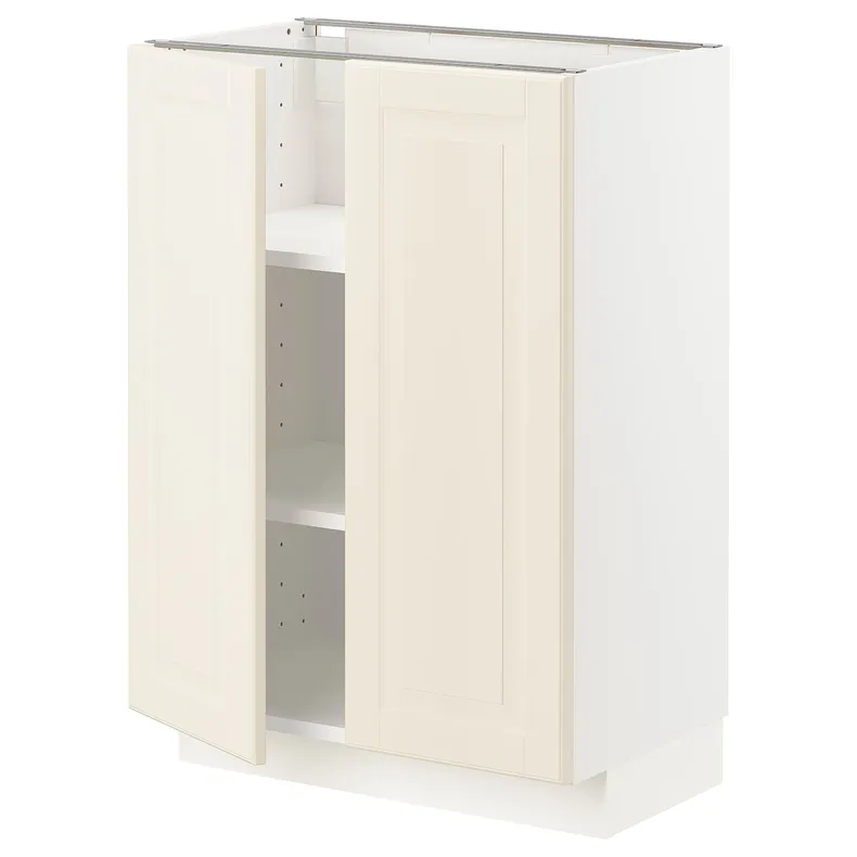 IKEA METOD МЕТОД, підлогова шафа з полицями / 2 дверцят, білий / БУДБІН кремово-білий, 60x37 см 894.559.59 фото №1