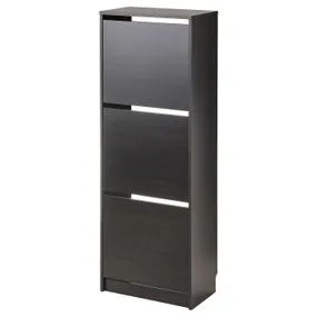 IKEA BISSA БІССА, шафа для взуття з 3 відділеннями, чорно-коричневий, 49x28x135 см 605.302.09 фото