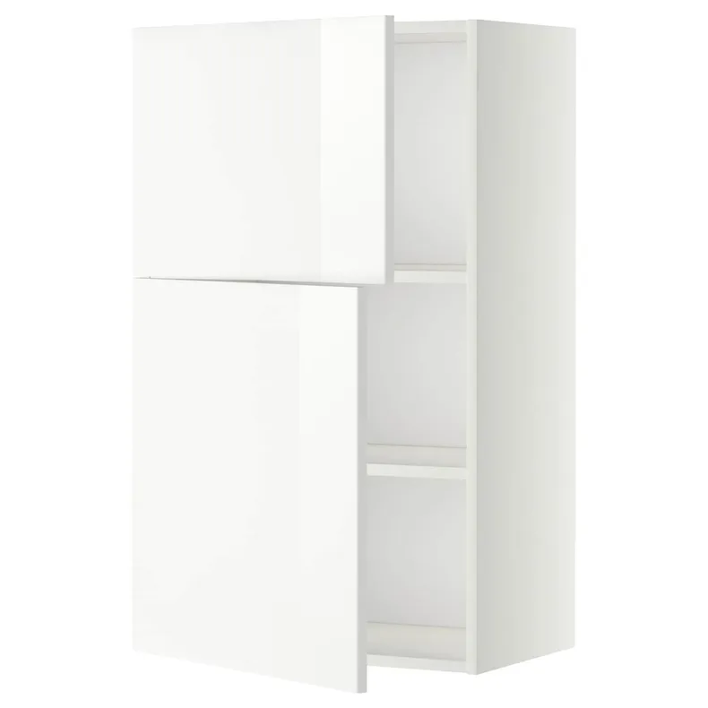 IKEA METOD МЕТОД, навесной шкаф с полками / 2дверцы, белый / Рингхульт белый, 60x100 см 294.653.86 фото №1