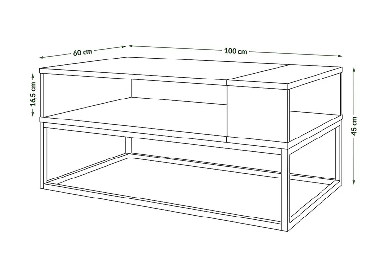 Журнальний стіл SIGNAL AFRA, дуб артизан + антрацит / чорний, 60x100 см фото №2