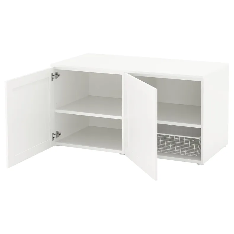 IKEA PLATSA ПЛАТСА, лавка з відділенням для зберігання, білий/САННІДАЛЬ білий, 120x57x63 см 992.038.19 фото №1