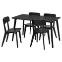 IKEA LISABO ЛІСАБО / LISABO ЛІСАБО, стіл+4 стільці, чорний / чорний, 140x78 см 193.855.35 фото thumb №1