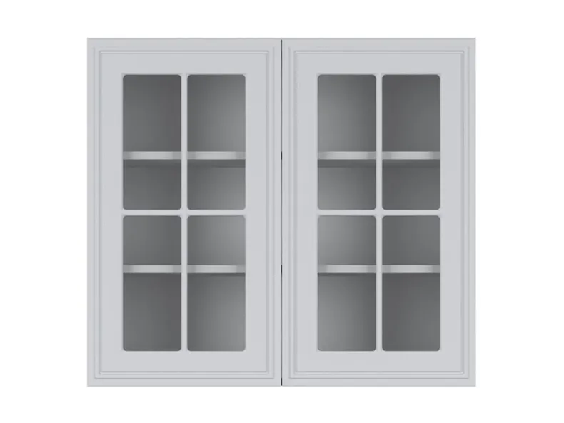 BRW Двухдверный верхний кухонный шкаф Verdi 80 см с витриной светло-серый матовый, греноловый серый/светло-серый матовый FL_G_80/72_LV/PV-SZG/JSZM фото №1