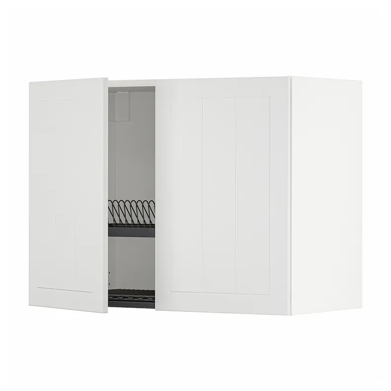IKEA METOD МЕТОД, навесной шкаф с сушилкой / 2дверцы, белый / Стенсунд белый, 80x60 см 494.652.72 фото №1