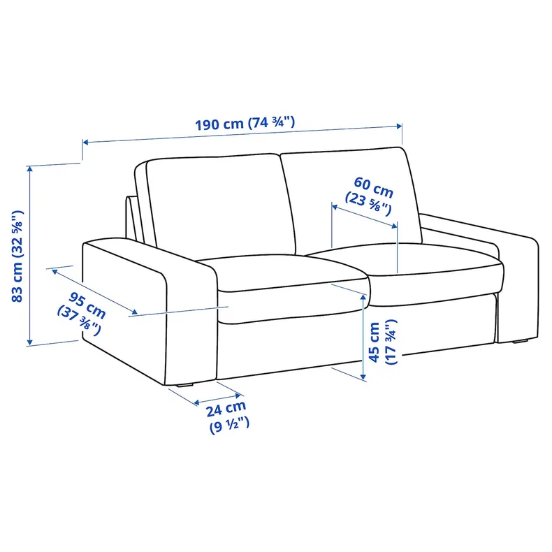 IKEA KIVIK КІВІК, 2-місний диван, Талміра середньо-сіра 894.848.05 фото №7