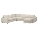 IKEA VIMLE ВІМЛЕ, чохол для кутового дивана, 5-місний, з шезлонгом з широкими підлокітниками / Gunnared бежевий 294.242.68 фото thumb №2