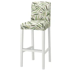 IKEA BERGMUND БЕРГМУНД, барний стілець зі спинкою, білий / ФОГЕЛЬФОРС різнобарвний, 75 см 793.997.61 фото