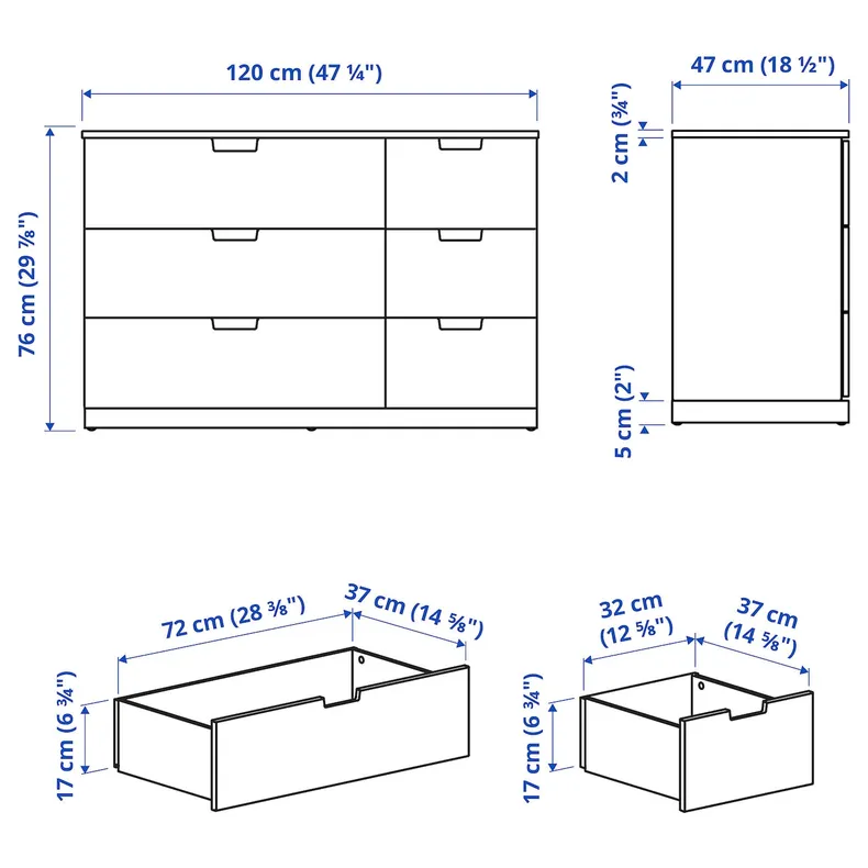 IKEA NORDLI НОРДЛІ, комод із 6 шухлядами, білий, 120x76 см 092.394.98 фото №4