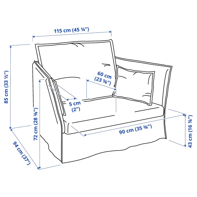 IKEA BACKSÄLEN БАККСЕЛЕН, 1,5-місне крісло, БЛЕКІНГЕ білий 093.931.97 фото №8